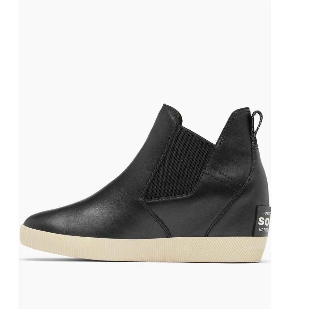 Sorel Out N About Wedge Leather Bootie, Ankle Boots Black, Size 9.5‎ NWT
